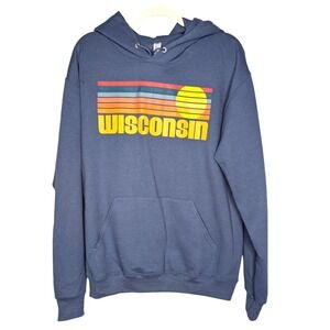 Mens‎ Wisconsin Graphic Print Retro Hoodie Heavyweight Medium Casual Activewear